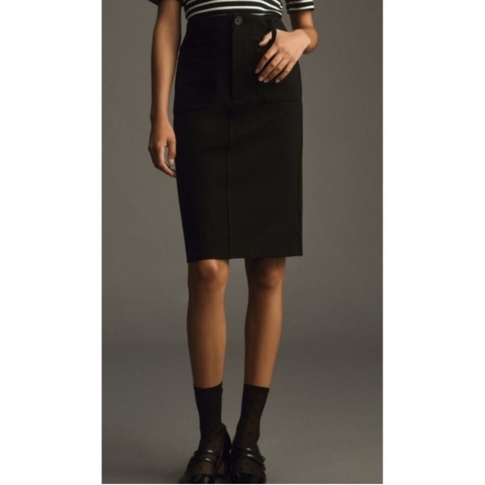 Maeve Anthropologie • The Collette Black Pencil Skirt Sz LG Preppy Academia‎